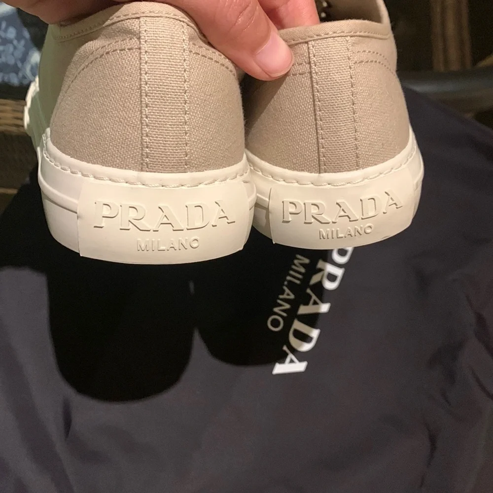 Prada Low Top Beige Sneakers Size 39.5 - Picture 6 of 17